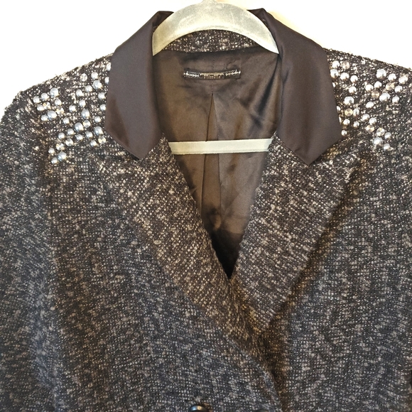 Miss Me Black Tweed Studded Peacoat - Picture 4 of 8